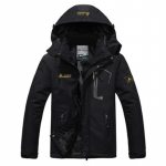 Žieminis gobtuvas su didelio dydžio plius aksomu sustorintas vėjui nepralaidus &scaron;iltas &bdquo;Parka Couple&ldquo; slidinėjimo alpinizmo kostiumas kailiniai vyrams ir moterims Asian L 50-60kg juoda
