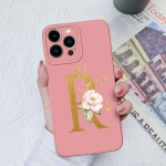 Apple iPhone 13 14 15 Pro Max X XS XR SE telefono dėklo dangtelis skystas mink&scaron;tas matinis silikonas, atsparus smūgiams, gėlių raidės iPhone korpuso buferiui iPhone XS Max