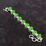 Vario žalia turkio apyrankė Natūralaus brangakmenio apyrankė 925 sterlingų sidabrinė apyrankė reguliuojama grandinėlė Rankų darbo papuo&scaron;alai dovanoms