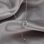 925 sterlingų sidabro, dvigubo apskritimo kutais reguliuojamas pakabukas, moteri&scaron;kas plonos grandinėlės puo&scaron;nūs papuo&scaron;alai sidabras