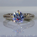 Solitaire 1ct Lab Diamond Cz žiedas 100 % tikras 925 sterlingų sidabras sužadėtuvių žiedai moterims Moissanite papuo&scaron;alai 7