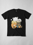 Vienetiniai Chibi Cute Trafalgar D Water Law and Bepo Eat Teriyaki juodi mar&scaron;kinėliai S