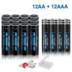 CITYORK 1,5 V USB ličio jonų AA+AAA įkraunamos baterijos AAA 1200mWh AA 3000mWh ličio 1,5v AA AAA baterija su USB kabeliu 12aa+12aaa