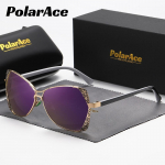 PolarAce Unisex Butterfly Frame Metaliniai poliarizuoti madingi vairavimo skėčiai nuo saulės, UV400 juoda