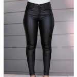 Gatvės apranga Seksualios plonos PU odinės kelnės, madingos, tvirtos, auk&scaron;tu juosmeniu, ki&scaron;eninės moteri&scaron;kos kelnės, moteri&scaron;kos biuro, laisvalaikio kelnės 30360 S juoda