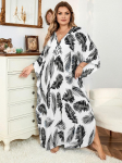 EDOLYNSA juodai marginta Kaftan moteri&scaron;ka ilga suknelė Kaftan oversized Bohemian V formos kaklo kini&scaron;ko mazgo chalato maudymosi kostiumėlis Q1297