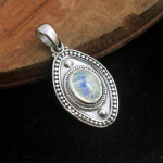 Mėnulio akmuo 925 sterlingų sidabro rankų darbo pakabukas Birthstone Juvelyrika