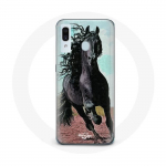 Coque pour samsung galaxy A40 Cheval Noir De La Race Frisonne