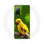 Coque pour Samsung Galaxy S20 FE Oiseaux de Perruches jaune Fond Vert