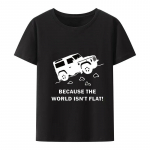 &bdquo;Land Discovery 4x4 Rover Defender Off Road&ldquo; unisex mar&scaron;kinėliai, nes pasaulis nėra plok&scaron;čio ra&scaron;to mar&scaron;kinėliai Unisex drabužiai, grafiniai mar&scaron;kinėliai L