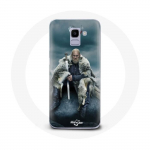 Coque pour Samsung Galaxy A6 2018 Vikings S&eacute;rie Saison 6 Ragnar Lothbrok logo V Ep&eacute;e Gris Fond Broui