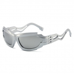 Geometriniai rėmeliai Cyber ​​Y2K saulės akiniai vyrams, sporti&scaron;ki, įmantriai i&scaron;kirpti akiniai nuo saulės moterims, madingi prabangūs prekės ženklo pankroko atspalviai