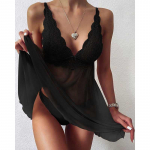 Moterų mados miegui skirtos nėriniuotos apatinio trikotažo apatinio trikotažo Be nugarų suknelės apatinio trikotažo Babydoll naktinės nėriniuotos suknelės naktinės suknelės plius dydis 5XL L juoda