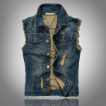 3 spalvų Džinsinė liemenė Slim Fit Džinsai &Scaron;viesios spalvos Vyri&scaron;ki Moteri&scaron;ki Unisex Liemenė Madinga Striukė be rankovių