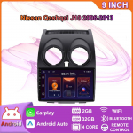 9 colių Android Carplay, skirtas Nissan Qashqai J10 2006-2013 automobilių radijas Multimedijos vaizdo grotuvas GPS navigacija WIFI 2+32GB