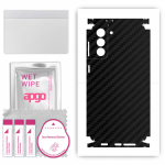 Apgo apsauginis odos lipdukas nugarai ir &scaron;onams, suderinamas su Samsung Galaxy S21 Plus 5G, pilna apvyniojama plėvelė, folija, vinilas &ndash; anglies juodos spalvos ra&scaron;tas