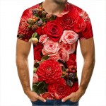3D Mar&scaron;kinėliai Vyrui Vasaros Vir&scaron;us Drabužiai Gėlių 3D Spauda Mar&scaron;kinėliai Mada O Kaklo Mar&scaron;kinėliai Vyrams Kasdieniai Trumpomis Rankovėmis Mar&scaron;kinėliai S
