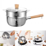 Puodas su garintuvu, daugiafunkcis, lengvai valomas, sriubų puodas, dangtis, pienas žygiams 18cm