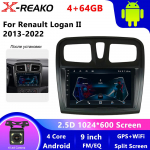 Automobilinis daugialypės terpės grotuvas, skirtas Renault Logan Sandero 2014&ndash;2019 2 Din Android Carplay automobilio stereo WIFI GPS navigacijos galvutės blokas 4+64 NO 4G