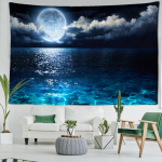 Paplūdimio mėnulio nakties peizažas gobelenas, pakabinamas ant sienos Bohemijos menas Paslaptingas burtininkų hipis Tapiz namų dekoras 95x70CM