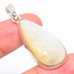 Natural Rainbow Moonstone Gemstone 925 Sterling Silver Pendant 1.85 l9u63