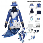 Furina/Focalors Cosplay Anime žaidimas Genshin Impact Kostiumas Karūnuotas Prima Uniforma Perukas Kepurė Suknelė Moteri&scaron;ka Helovino vakarėlis Vaidmenų žaidimas Drabužių komplektai l