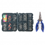 Žūklės replės ir 140 dalių masalų žvejybos priedų rinkinys sūraus vandens kabliukų nuėmimo valas