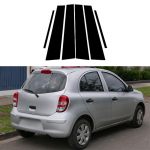 Automobilio lango statramsčio stulpeliai Apdailos lipdukas Eksterjero Dalis Auto Stiling, Nissan Micra K13 March 2011-2015 Blizgi Piano Black