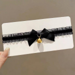 Seksualus kačių ausų lankelis moterims mergaitėms nėriniuotas kaspinas karoliai pliu&scaron;inis plaukų lankelis Cosplay collar balta