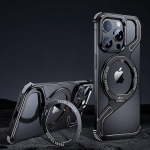 Magnetinis metalinis prispaudžiamas telefono dėklas, skirtas iPhone 13 14 15 Pro Max Z formos geometrijos stovo laikiklio telefono dangtelis, skirtas iPhone 14 15 Promax iPhone 13 juoda