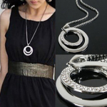 Ilgos grandinėlės moteri&scaron;kas mados kri&scaron;tolinis cirkonio pakabukas vėrinys dovana One Size sidabras