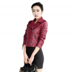 Moteri&scaron;kas pavasarinis rudens paltas Dirbtinės odos atverčiama apykakle, užtrauktuku ki&scaron;enės, neperpučiamos vėjo Užsegamos vienspalvės plius dydžio ilgomis rankovėmis motociklo striukė