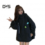 Unisex rudens žieminis gobtuvas Varlės formos Užtrauktukas Gaubtas sustorintas pliu&scaron;inis &scaron;iltų lai&scaron;kų siuvinėjimas Didelė ki&scaron;enė ilgomis rankovėmis Pora keliauja į darbą lauke atostogos M žalia