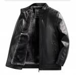 Vyri&scaron;ka žieminė, atspari vėjui, &scaron;ilta dirbtinės odos striukė, stovinti apykakle, vilnos pamu&scaron;alu, laisvalaikio motociklo bombone&scaron;io striukė su dirbtiniu kailiu pamu&scaron;alu plius dydis vyrams