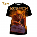 Sunkiojo metalo roko grupės Megadeth 3D spausdinti mar&scaron;kinėliai Vasariniai vyri&scaron;ki/moteri&scaron;ki laukinio stiliaus hiphopo mar&scaron;kinėliai trumpomis rankovėmis Vir&scaron;us didelio dydžio gatvės apranga XXL