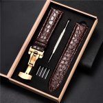 Prabangios krokodilo ra&scaron;to laikrodžio apyrankės, odinės 18 mm 20 mm 22 mm 24 mm su nerūdijančio plieno automatinio užsegimo rankinio laikrodžio apyranke 18mm