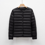 Lengva moteri&scaron;ka trumpa apvalia striukė rudens ir žiemos &scaron;ilta striukė su apvalia kakle Vienspalvė pūkinė striukė 4XL