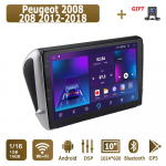 Android Carplay automobilinis radijas, skirtas Peugeot 2008 208 2012-2018 Multimedijos grotuvas galvos blokas Stereo GPS navigacija BT WIFI 4+64GB 1+16GB