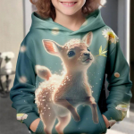 kawaii Hoodie Animal Deer 3D Print Gatvės drabužiai berniukams mergaičių megztiniai Oversized Unisex gobtuvai Vaikams su gobtuvu megztiniai Vir&scaron;utiniai drabužiai 100