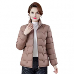 Moteri&scaron;ka medvilninė striukė stovi apykaklė ilgomis rankovėmis vienspalvė užtrauktuku užsegimas ruduo žiema XL