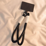 Ins stiliaus pynutė mobiliojo telefono rai&scaron;telis vientisos spalvos nuo pametimo trumpas rie&scaron;o dirželis pakabukas pakabinamas dirželis virvė su tarpikliu juoda