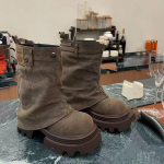 Moteri&scaron;kos platformos kaubojus iki vidurio blauzdos &bdquo;Chelsea&ldquo; auk&scaron;takulniai batai dizainerio kurso Nauji žiemos mados batai motociklininkams &bdquo;Goth Zapatos Femme&ldquo; 38