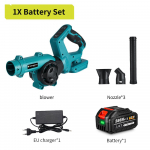 NEWBENY belaidis elektrinis oro pūstuvas 3 pavarų 270&deg; sukimosi reguliavimas belaidis lapų sniego valymo įrankis, skirtas Makita 18V-21V baterijai 1xBattery-EU Plug