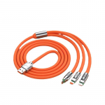 3-in-1 120W Sustorintas Greito Įkrovimo Kabelis Apple, Huawei ir Android Įrenginiams 1-to-3 1.2m oranžinė