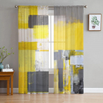 Juodos Baltos Nereguliarios Geometrijos Perregimos Užuolaidos Svetainės Dekoravimui Tiulio Voilio Organzos Langų Užuolaidos Virtuvės Miegamojo W135 x H115cm x1&Rod Pocket