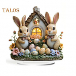 Velykų kiau&scaron;inių zuikio ornamentas 2D plok&scaron;čias akrilo dekoras Animacinio filmo triu&scaron;io spalvoto kiau&scaron;inio ornamentas prie knygų lentynos mantel televizoriaus stovas B