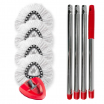 6 pakuotės spintelės &scaron;luostės pakeičiamos galvutės + &scaron;luostės galvutės pagrindas + rankenos keitimas, suderinamas su &scaron;luoste Spin Mop 4 Mop Refills & 1 Base & 4 Handle