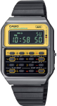 Casio &bdquo;Vintage&ldquo; serijos skaitmeninis laikrodis su 8 skaitmenų skaičiavimo funkcija &bdquo;Heritage Colors&ldquo; unisex metalo juosta &bdquo;Ginkmetal&ldquo; x geltona užjūrio modelis [Casio] black