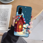 AN13 Snoopy Animacinis Juodas Dėklas iPhone 16 15 Plus 14 13 12 11 Pro 8 7 6S SE 5S X XR XS Max Realme C30 C33 C31 9I Huawei Y8P Y9 Mink&scaron;tas Vir&scaron;elis Realme C33 padangės mėlyna