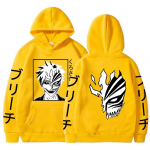 Bleach Kurosaki Ichigo Anime Harajuku Hoodies Gothic Cartoon Manga Kaukė berniukui Grafika Vyrai Moterys Žieminiai megztiniai ilgomis rankovėmis XXXL geltona